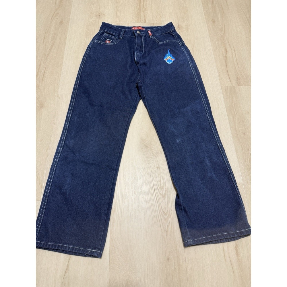 JNCO Flaming Aces Baggy Jeans Youth 26x24 REISSUE Y2K Skater 90s Style-SEE NOTES